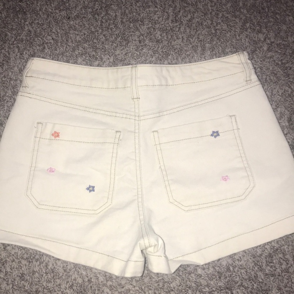ban.do Cream Jean Shorts with Embroidered Details